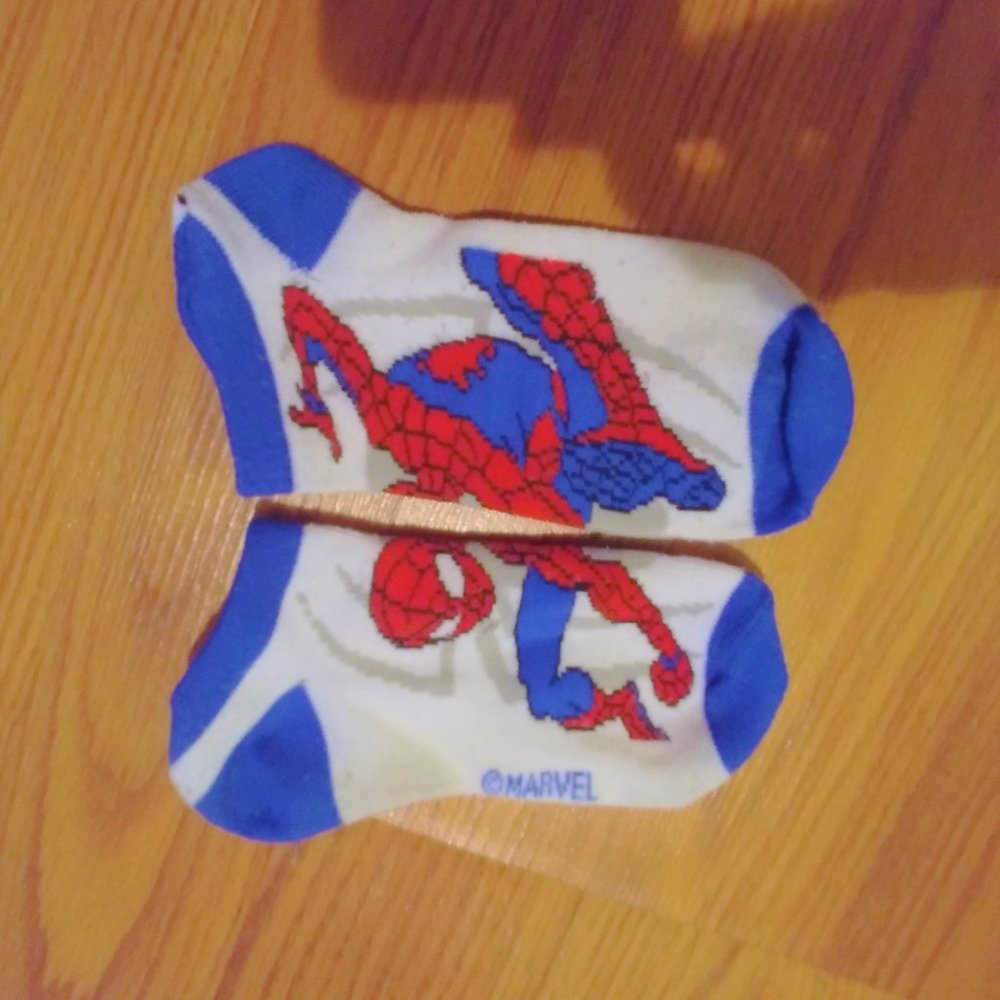 Boys Kids Marvel Superhero Spiderman socks small stretch s 4 - 6 below ankle red